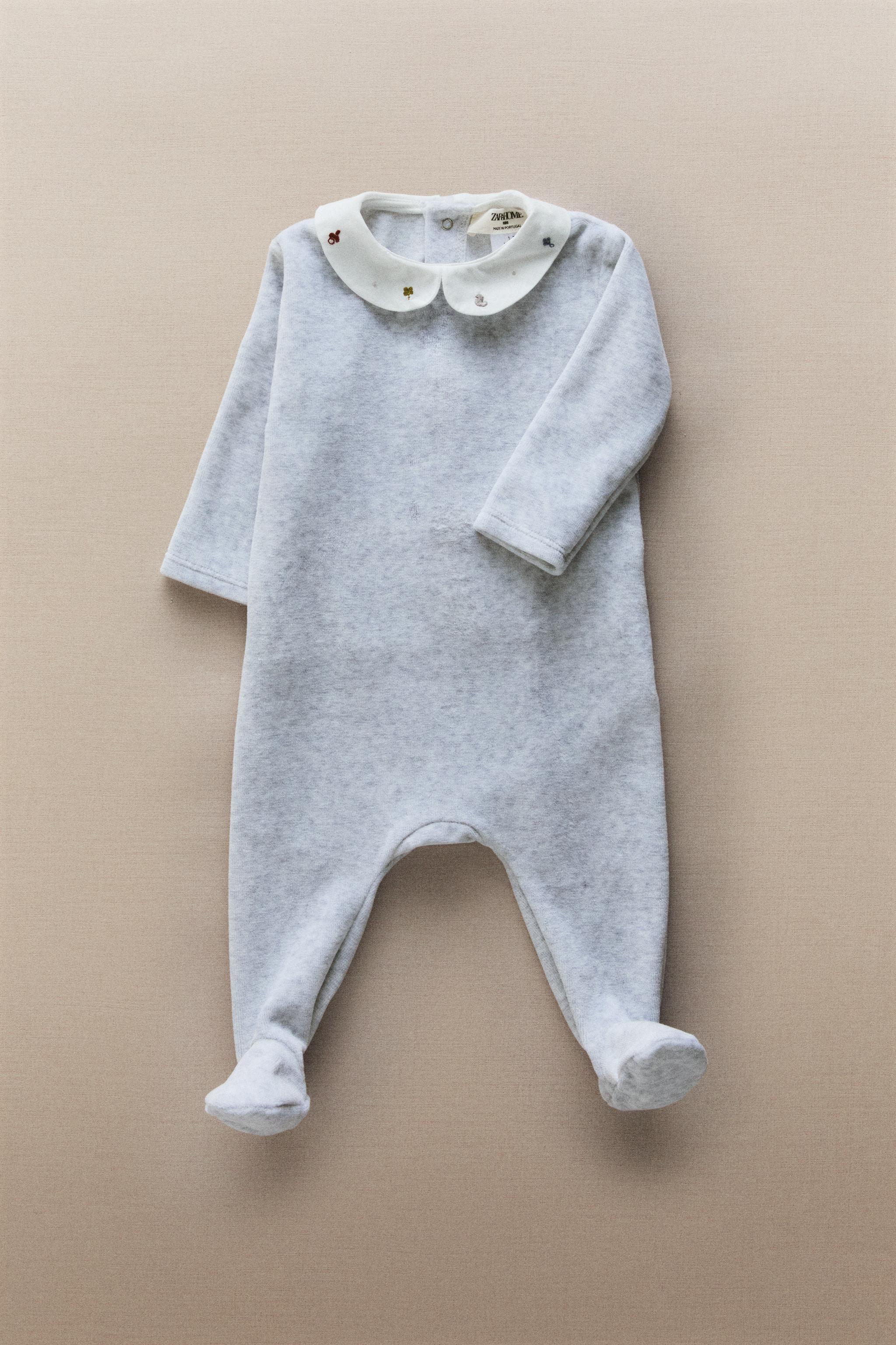 BABY EMBROIDERED INFINITY SCARF FOOTED ROMPER